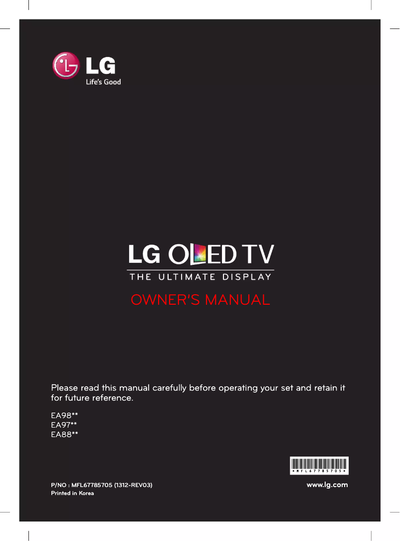 Page n°1 - Manuel utilisateur LG 55EA9709