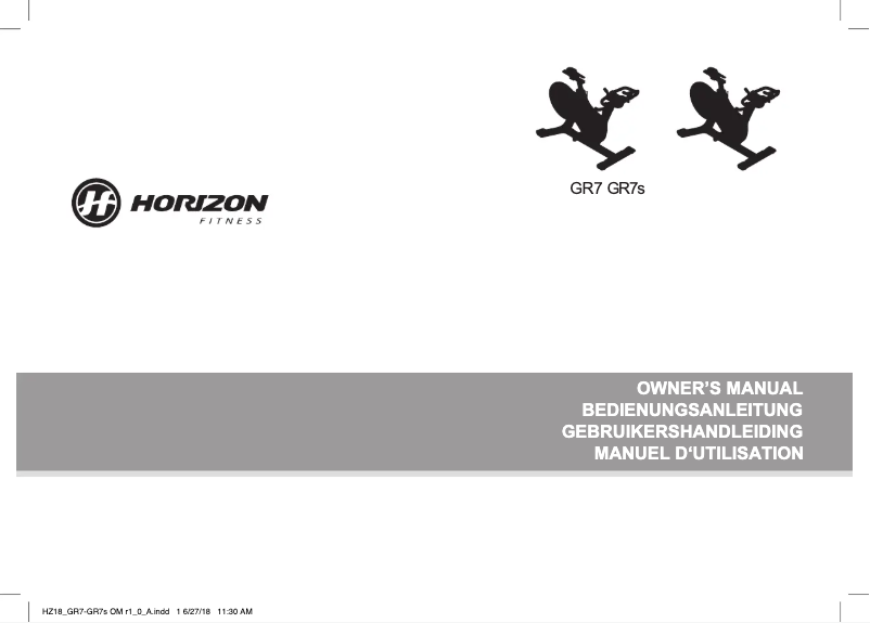Page n°1 - Manuel utilisateur Horizon Fitness GR7