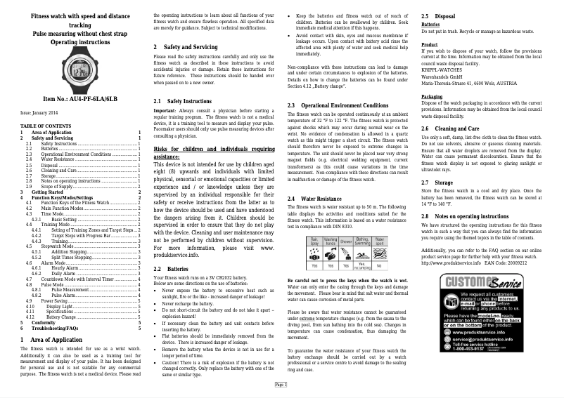 Page 1 de la notice Manuel utilisateur Crane AU4-PF-6LB