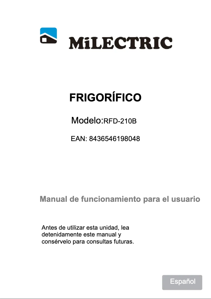Image de la première page du manuel de l'appareil RFD-210B