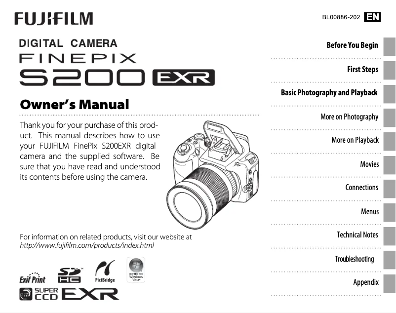 Page n°1 - Manuel utilisateur Fujifilm FinePix S205EXR