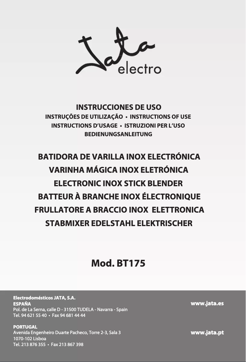 Page 1 de la notice Manuel utilisateur Jata BT175