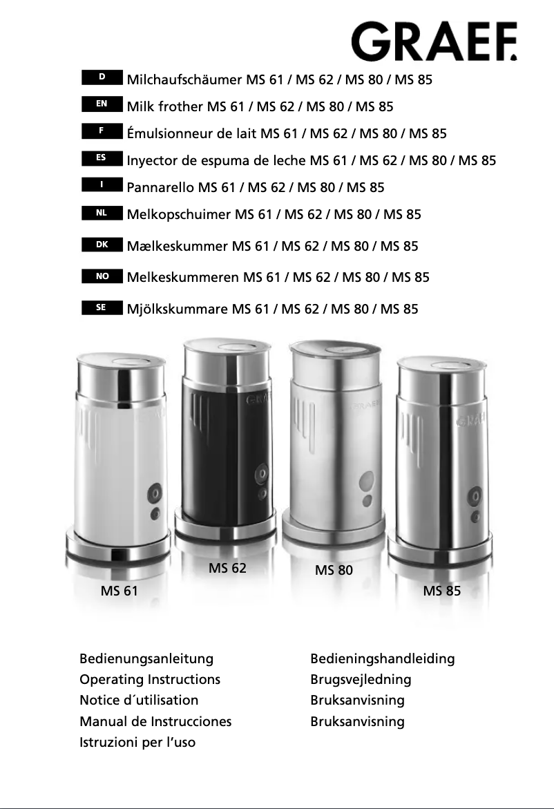 Page 1 de la notice Manuel utilisateur Graef MS 80