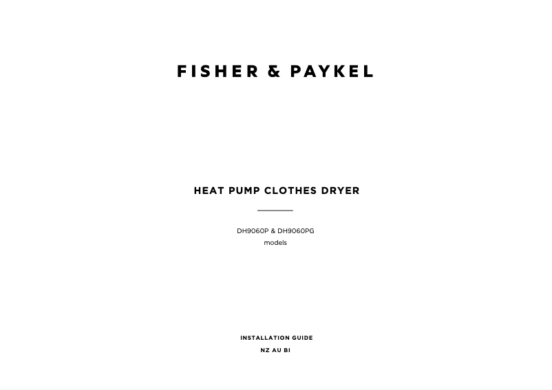 Page 1 de la notice Guide d'installation Fisher & Paykel DH9060PG2
