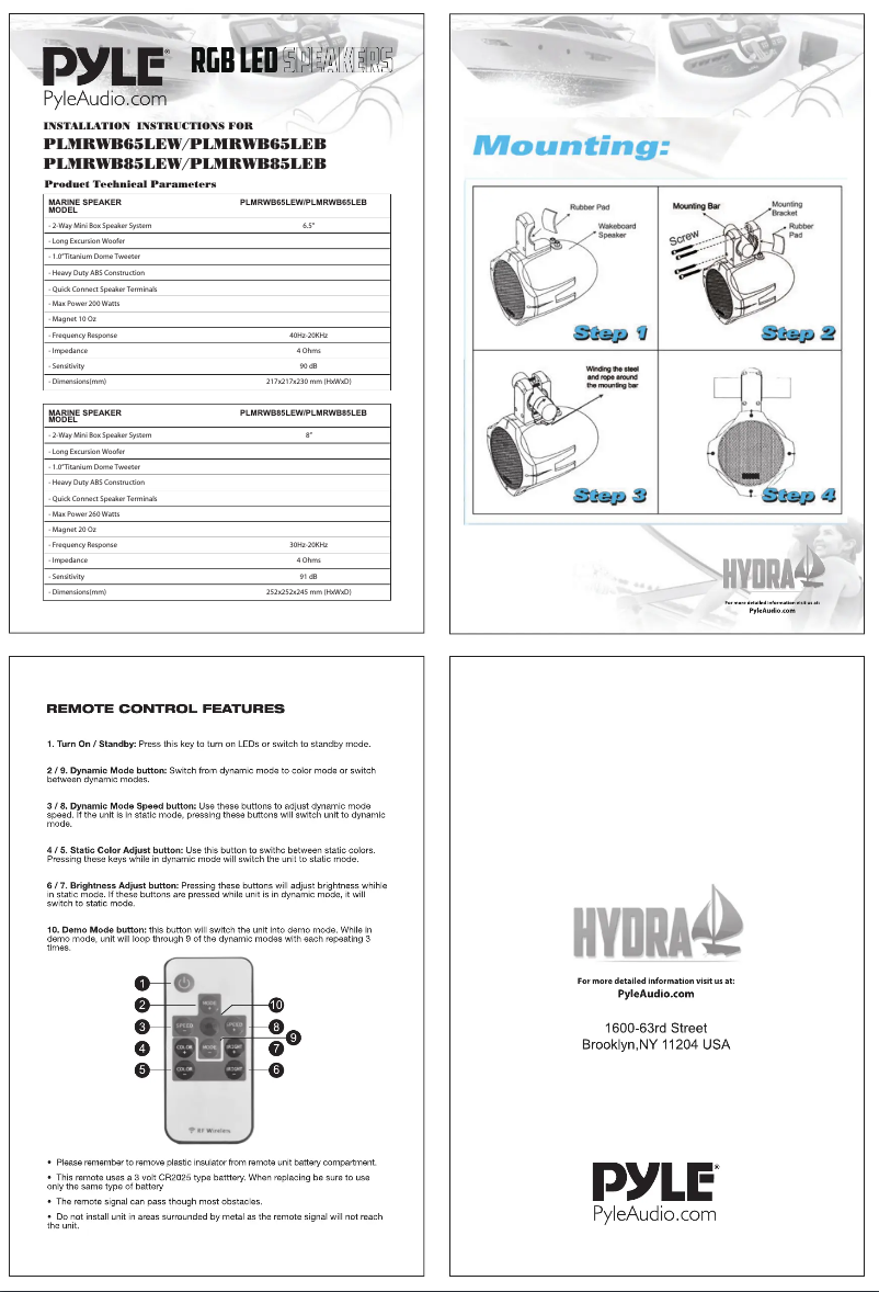 Page n°1 - Manuel utilisateur Pyle PLMRWB65LEB