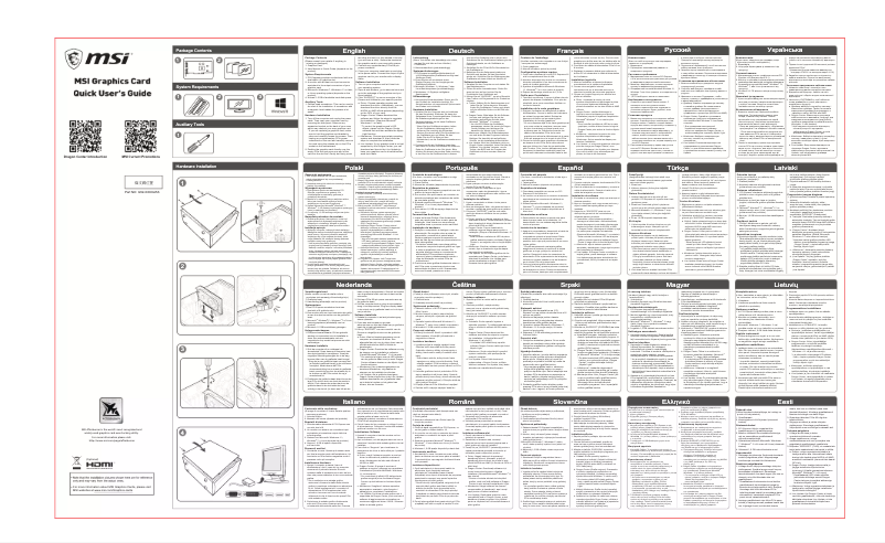 Page 1 de la notice Manuel utilisateur MSI GeForce GTX 1660 Ti