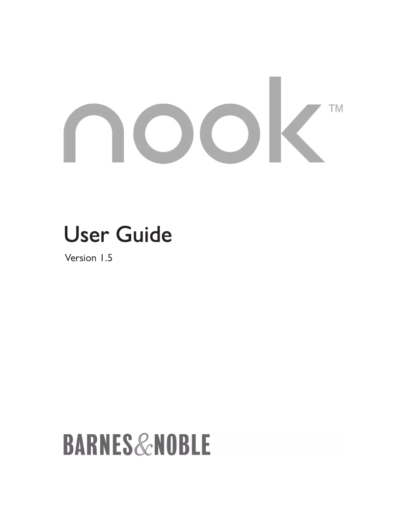 Page n°1 - Manuel utilisateur Barnes & Noble Nook Tour 1.5
