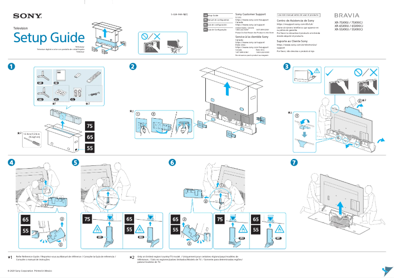 Page 1 de la notice Guide d'installation Sony XR-55X90CJ