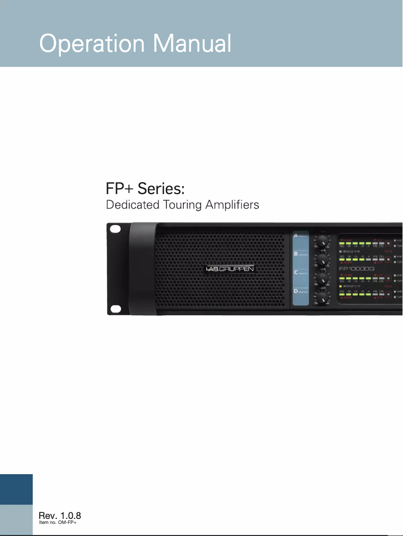 Page 1 de la notice Manuel utilisateur Lab Gruppen FP 7000