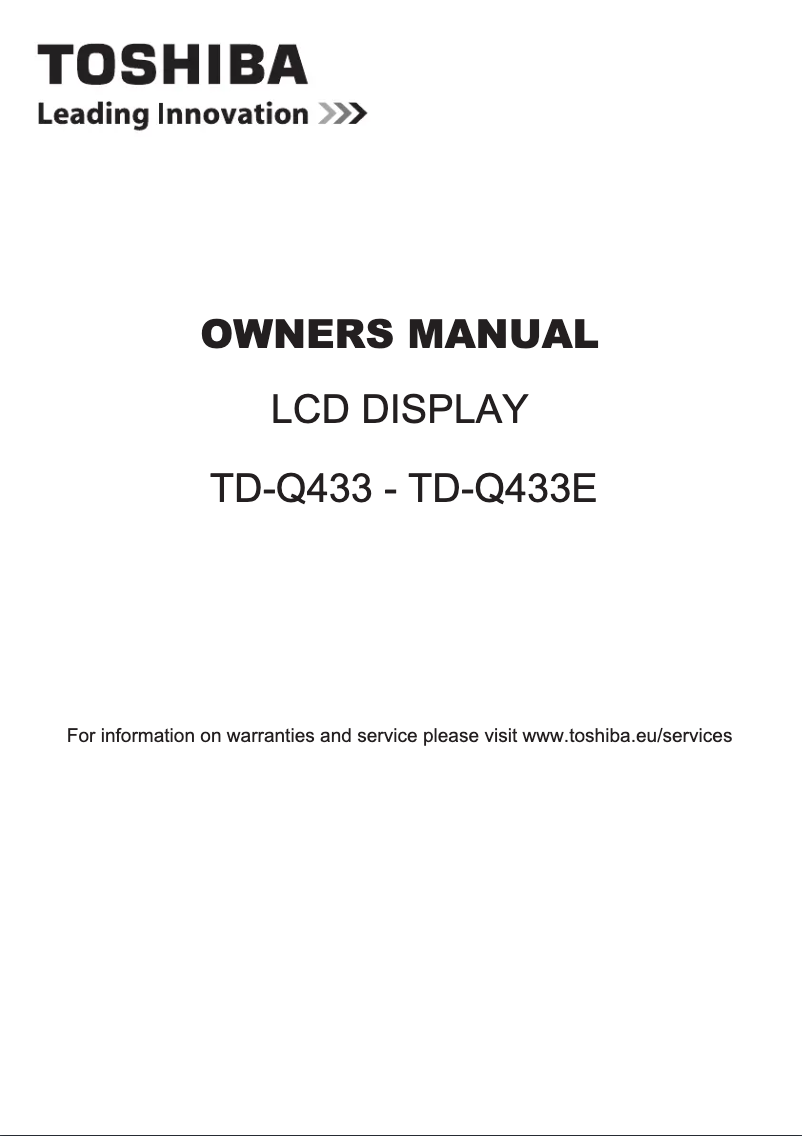 Page 1 de la notice Manuel utilisateur Toshiba TD-Q433E