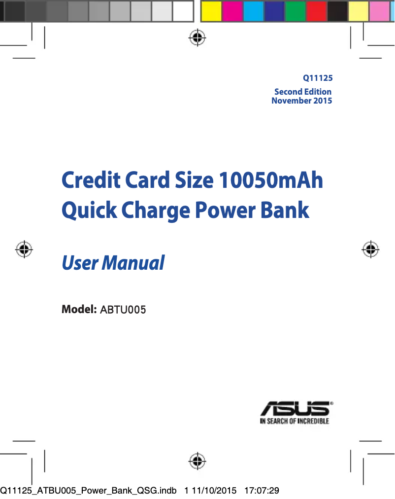 Page 1 de la notice Manuel utilisateur Asus ZenPower ABTU005