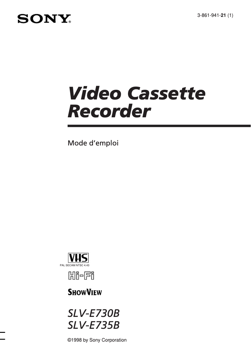 Page n°1 - Manuel utilisateur Sony SLV-E730B