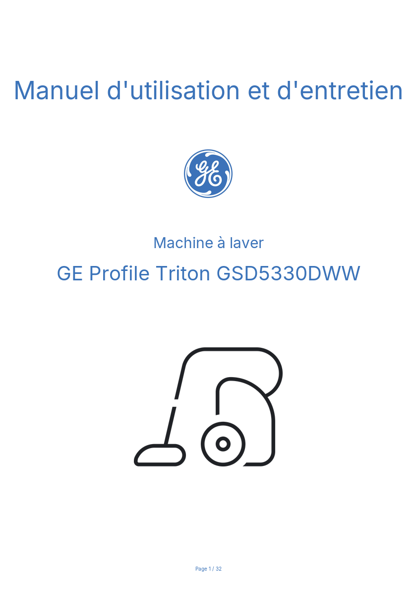 Image de la première page du manuel de l'appareil Profile Triton GSD5330DWW