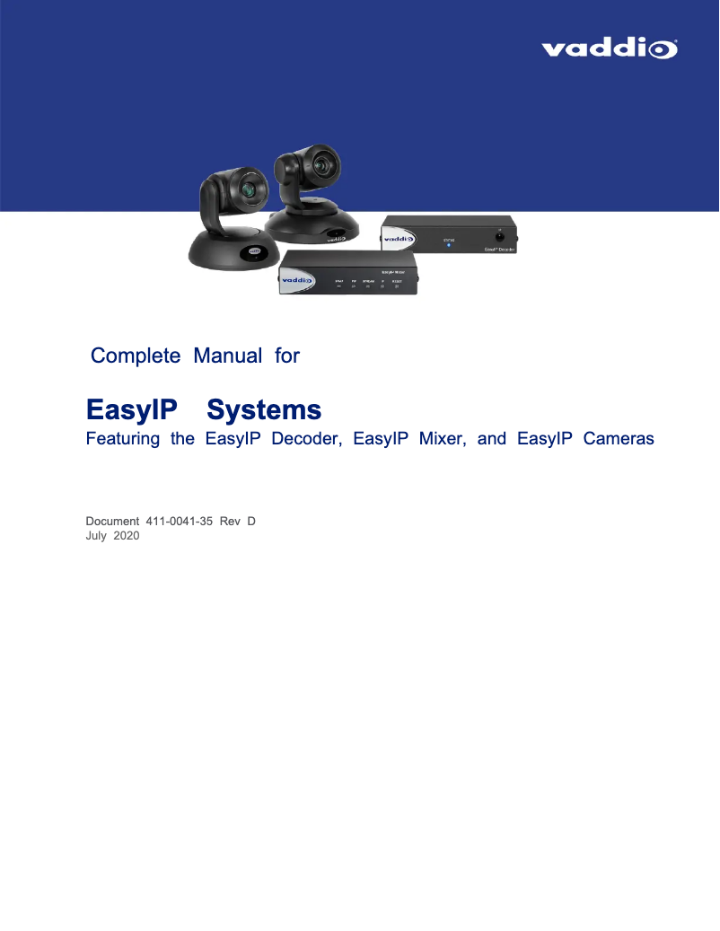 Page 1 of the manual User Manual Vaddio EasyIP 10