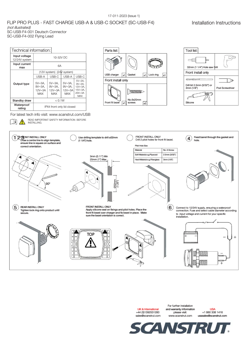 Page 1 de la notice Manuel utilisateur Scanstrut Flip Pro Plus SC-USB-F4