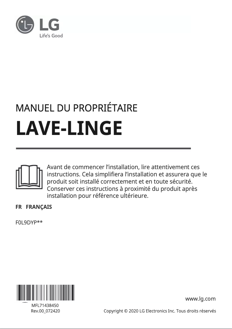 Page 1 de la notice Manuel utilisateur LG F0L9DYP0W