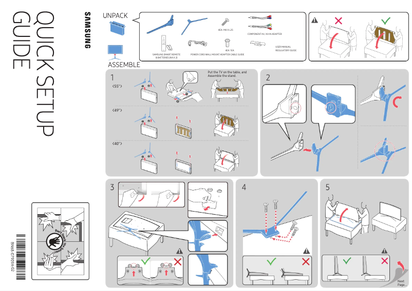 Page 1 de la notice Guide d'installation Samsung UN40K6250AF