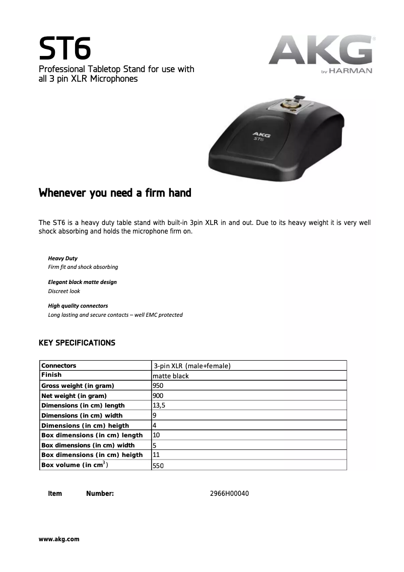 Page 1 de la notice Manuel utilisateur AKG ST6