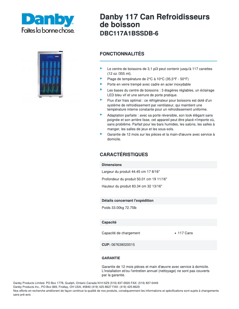 Image de la première page du manuel de l'appareil DBC117A1BSSDB-6