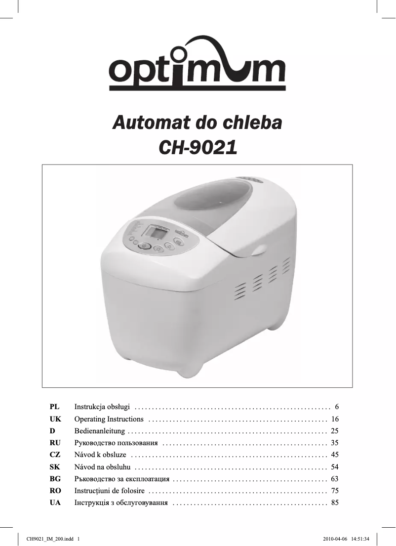 Image de la première page du manuel de l'appareil CH-9021