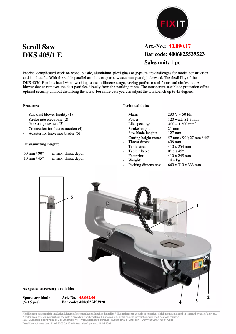 Image de la première page du manuel de l'appareil DKS 405/1 E