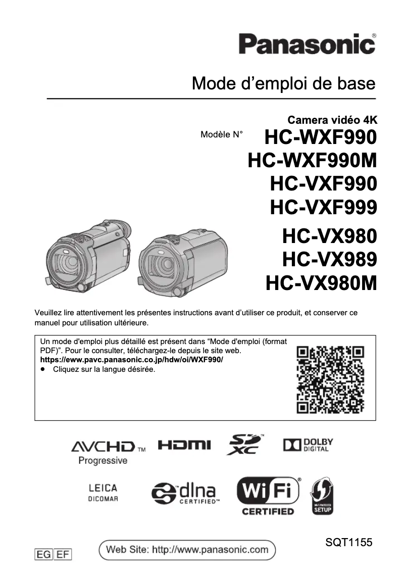 Página 1 del manual Manual de usuario Panasonic HC-VXF990