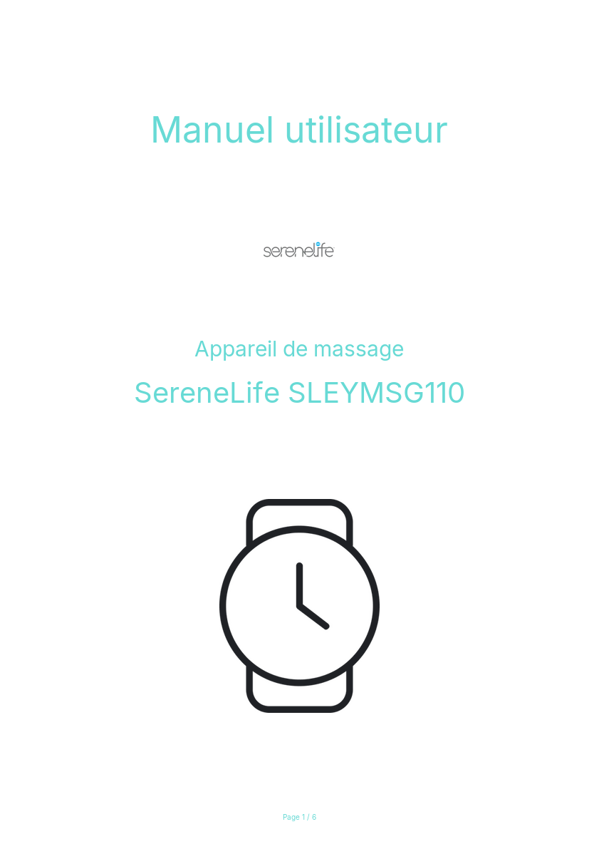 Page n°1 - Manuel utilisateur SereneLife SLEYMSG110