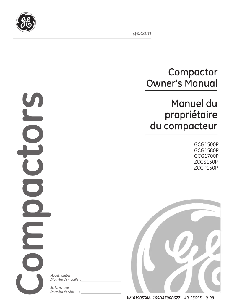 Page 1 de la notice Guide d'installation GE ZCGP150PII