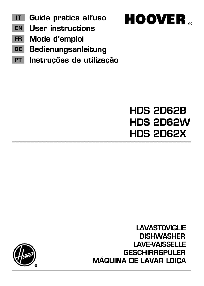 Page n°1 - Manuel utilisateur Hoover DYNAMIC MEGA HDS 2D62B
