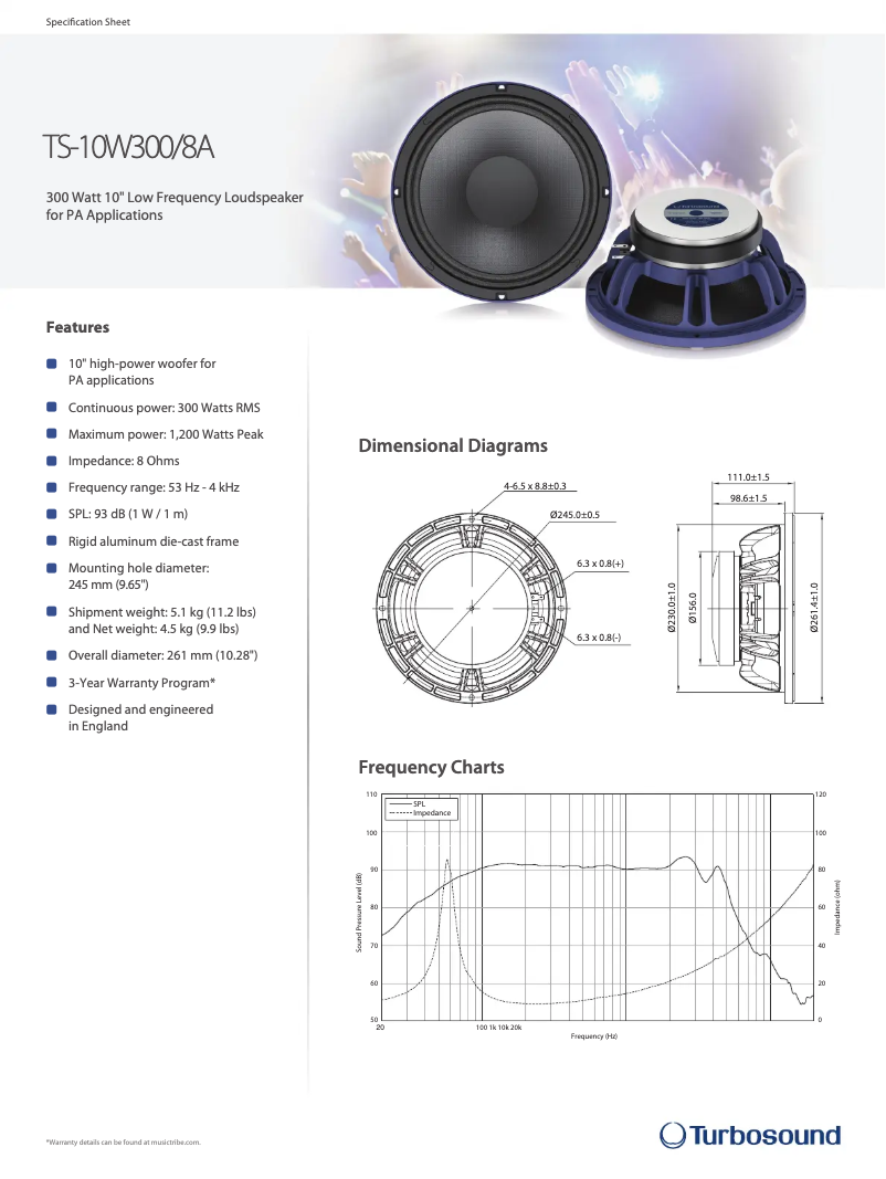 Page n°1 - Manuel utilisateur Turbosound TS-10W300/8A