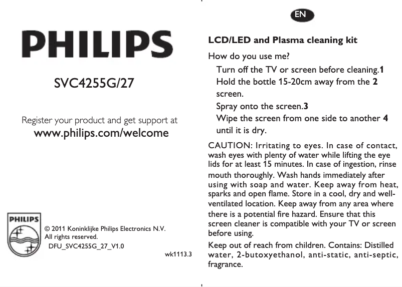 Page 1 de la notice Manuel utilisateur Philips SVC4255G