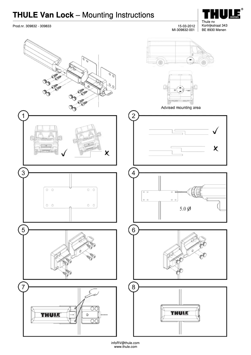 Page n°1 - Manuel utilisateur Thule Van Lock 309832