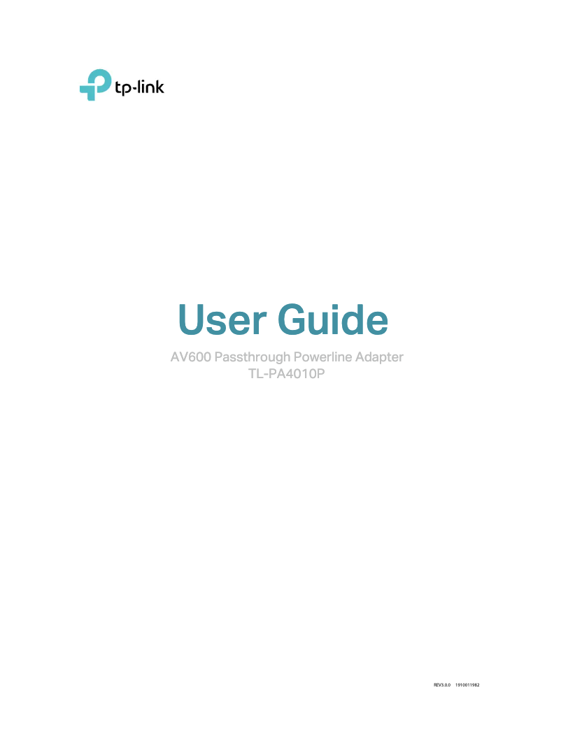 Image de la première page du manuel de l'appareil TL-PA4010P KIT V3