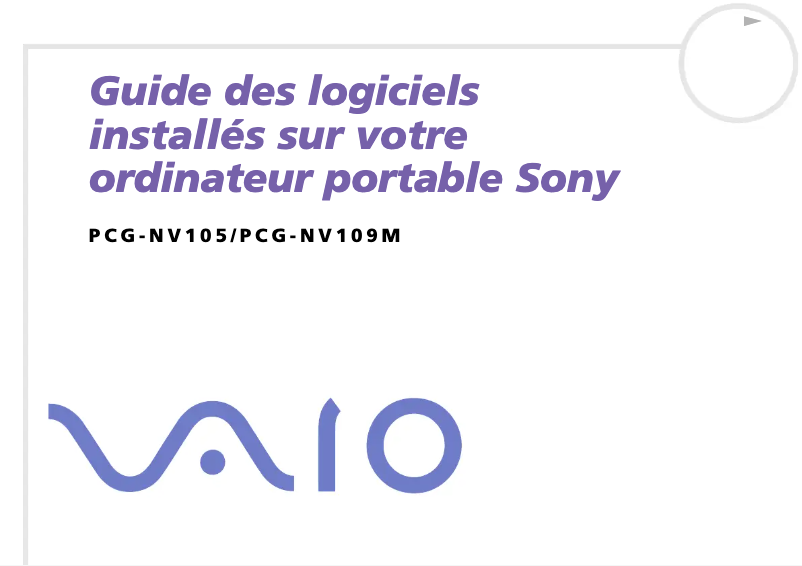 Page 1 de la notice Manuel utilisateur Sony Vaio PCG-NV105