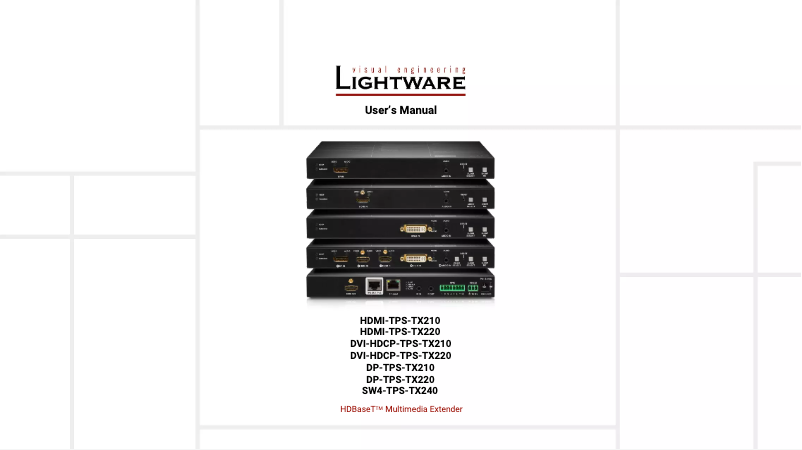 Page 1 de la notice Manuel utilisateur Lightware DVI-HDCP-TPS-TX210