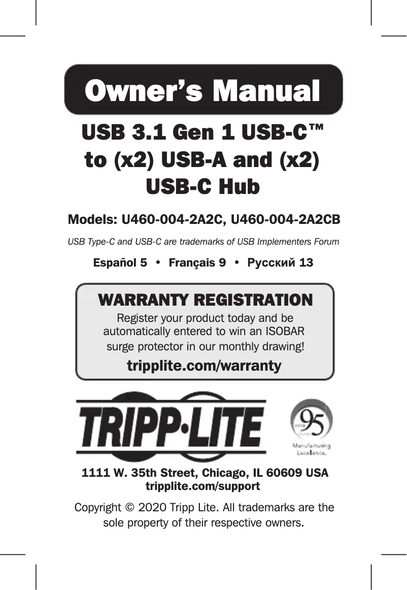 Page n°1 - Manuel utilisateur Tripp Lite U460-004-2A2CB