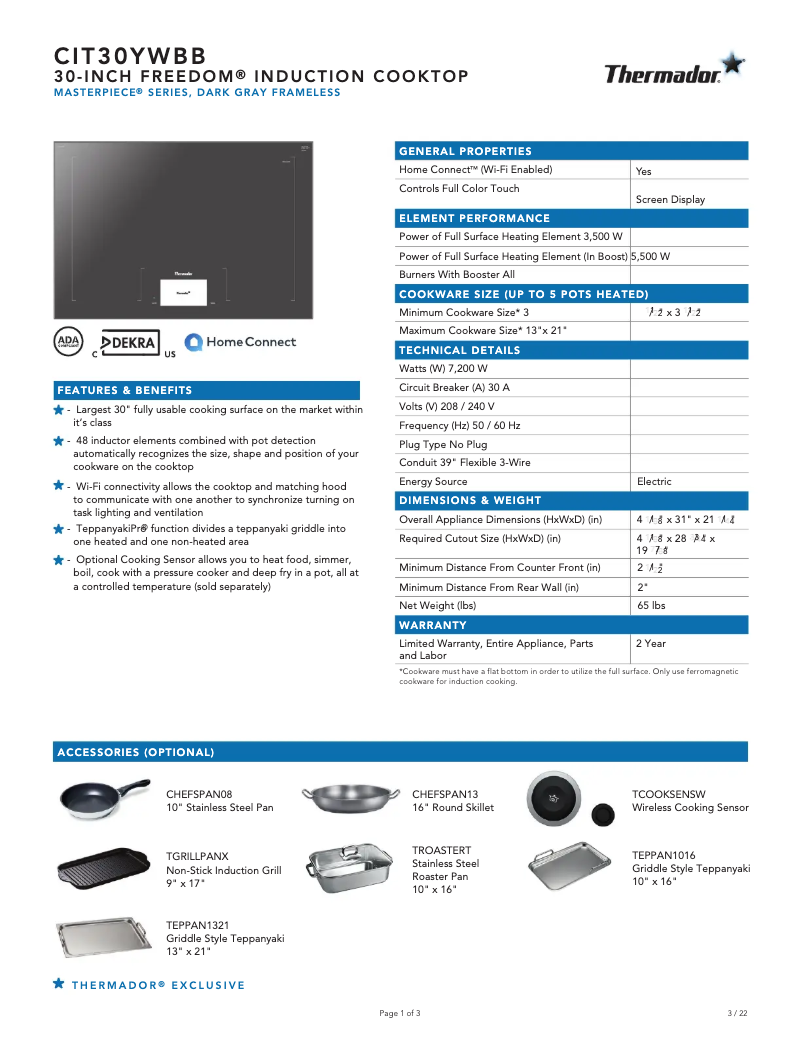 Image de la première page du manuel de l'appareil CIT30YWBB