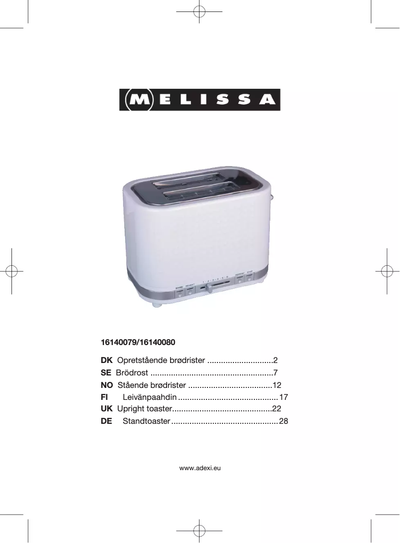 Page 1 de la notice Manuel utilisateur Melissa 16140079