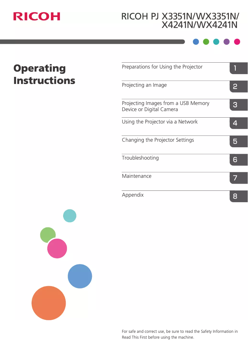 Page 1 de la notice Manuel utilisateur Ricoh PJ WX4241N