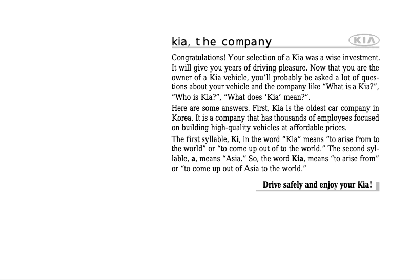 Page 1 de la notice Manuel utilisateur Kia Spectra5 (2007)