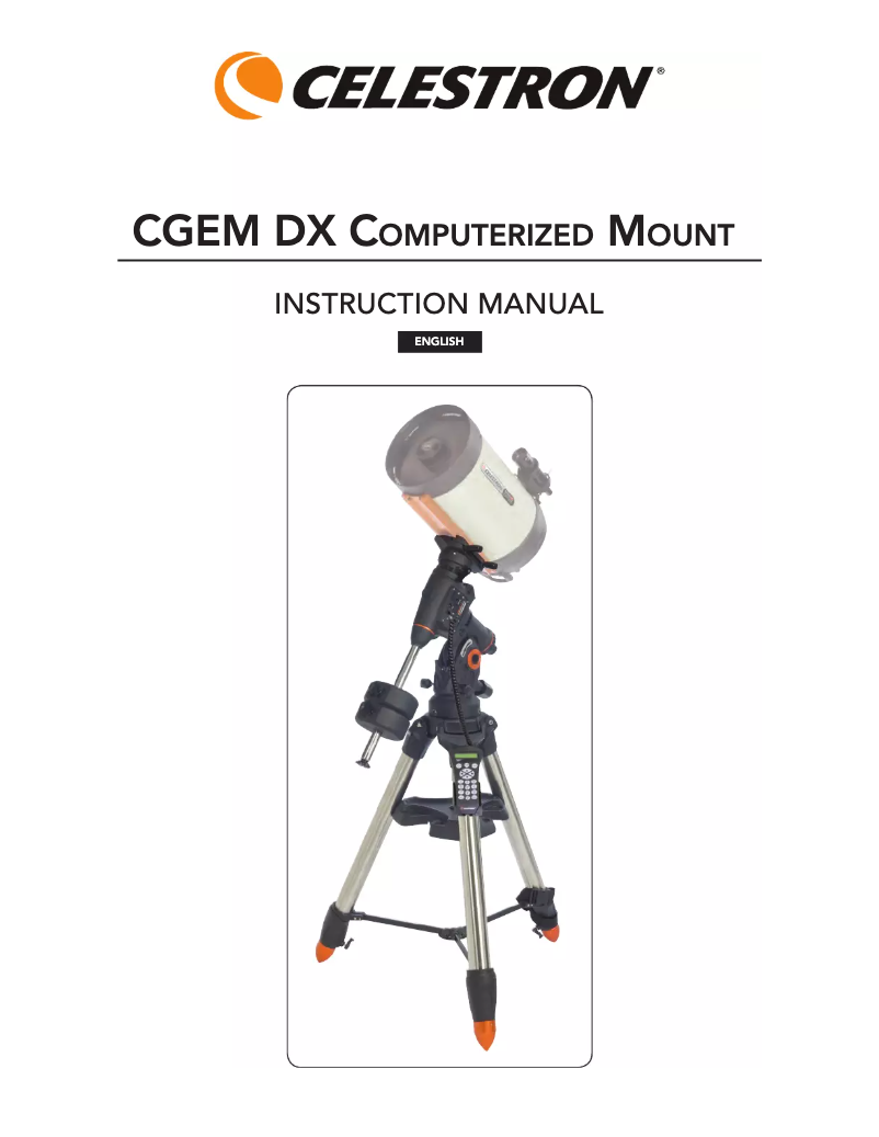 Page 1 de la notice Manuel utilisateur Celestron CGEM DX 1100 Computerized