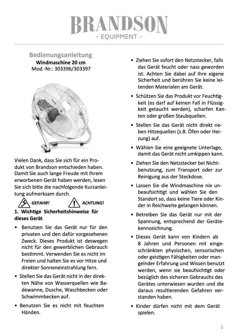 Page n°1 - Manuel utilisateur Brandson 303397