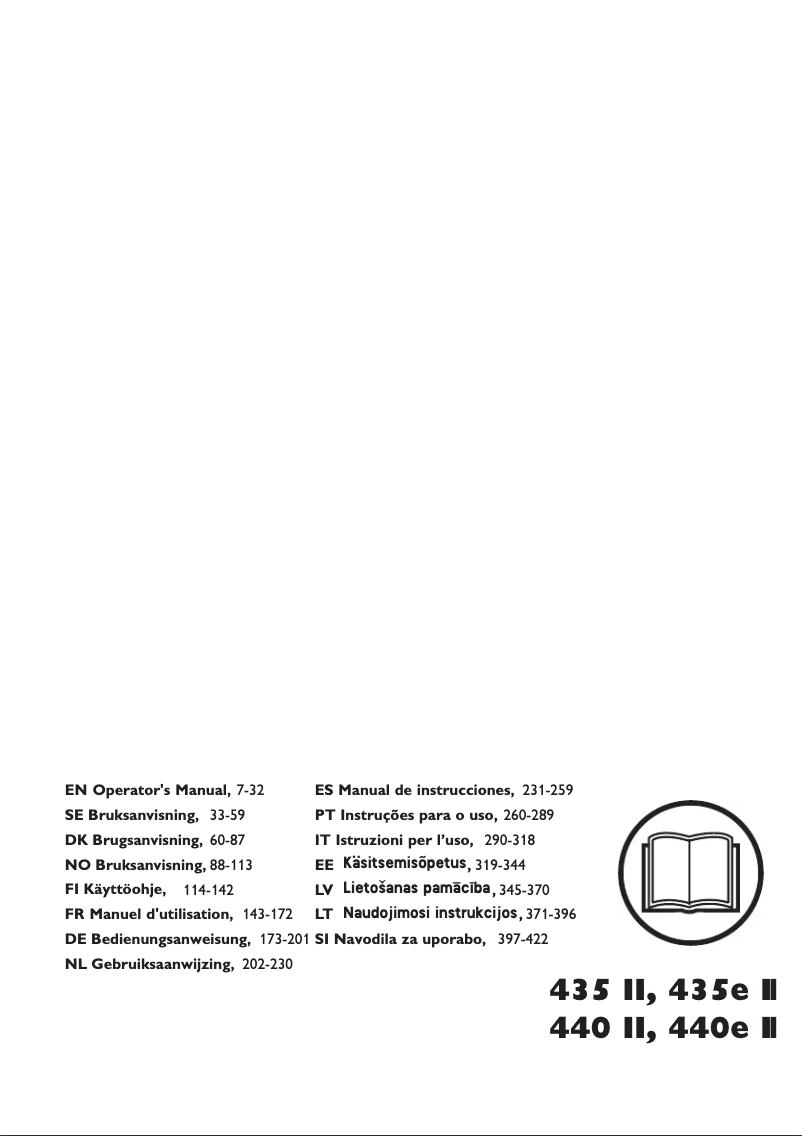 Page 1 de la notice Manuel utilisateur Husqvarna 440e II