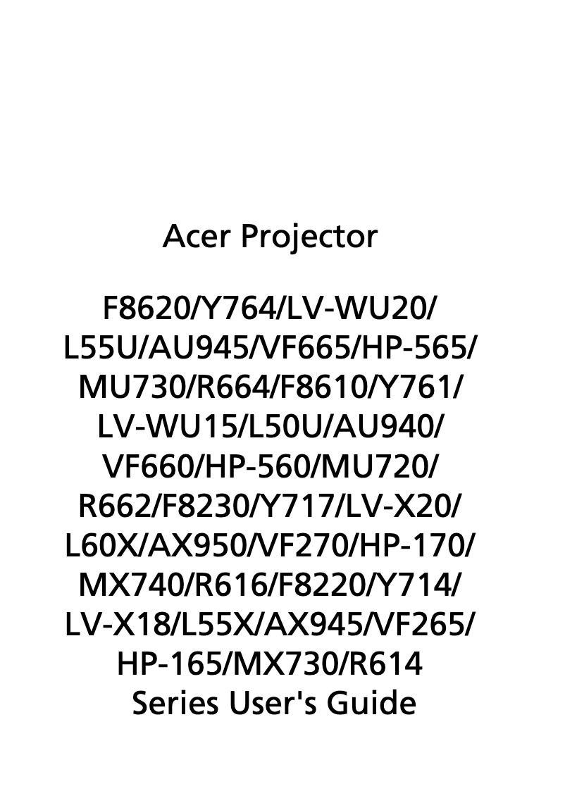 Page n°1 - Manuel utilisateur Acer LV-WU15