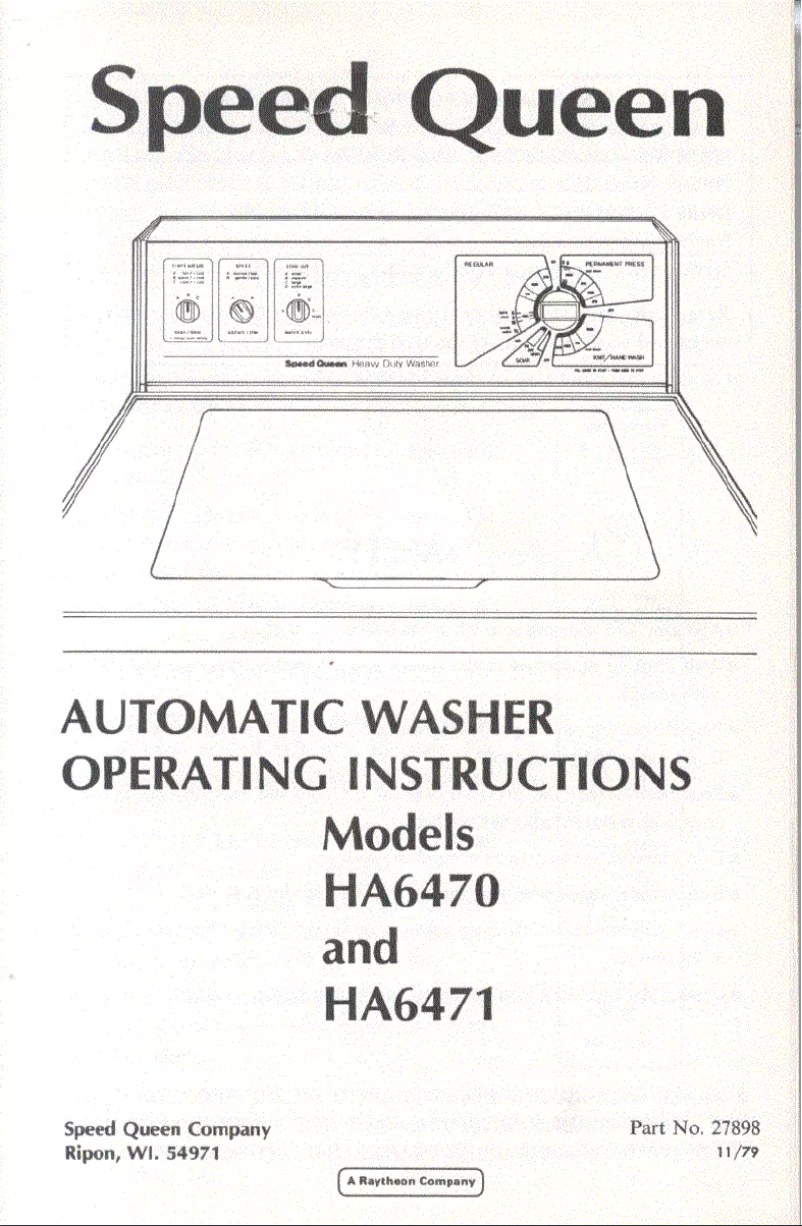 Page n°1 - Manuel utilisateur Speed Queen HA6470