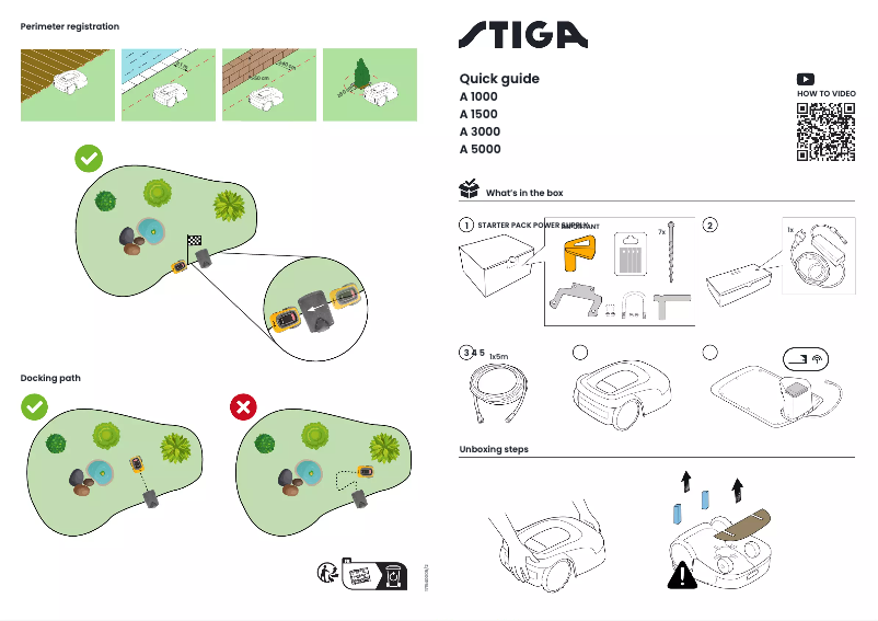 Page 1 de la notice Guide de démarrage rapide Stiga A 1000