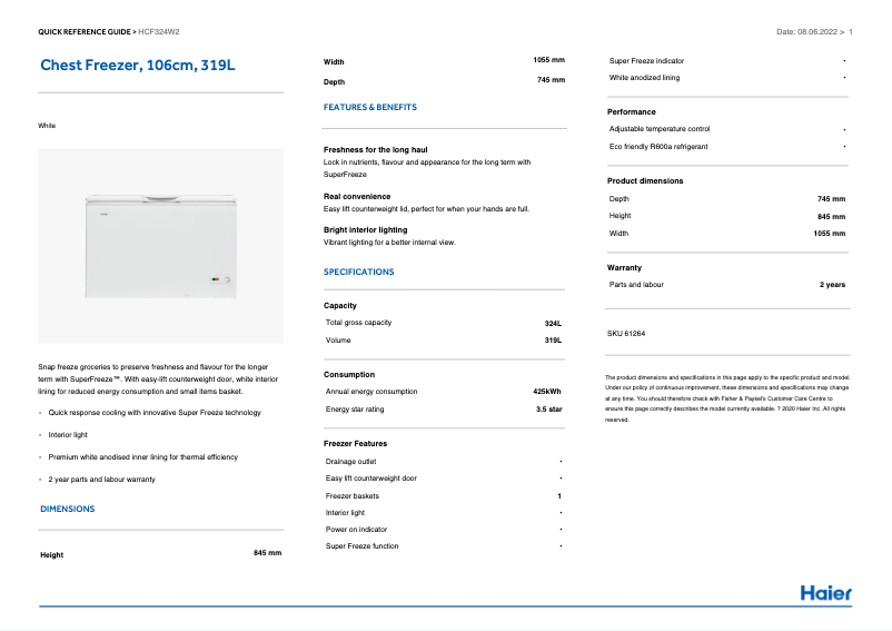 Image de la première page du manuel de l'appareil HCF324W2