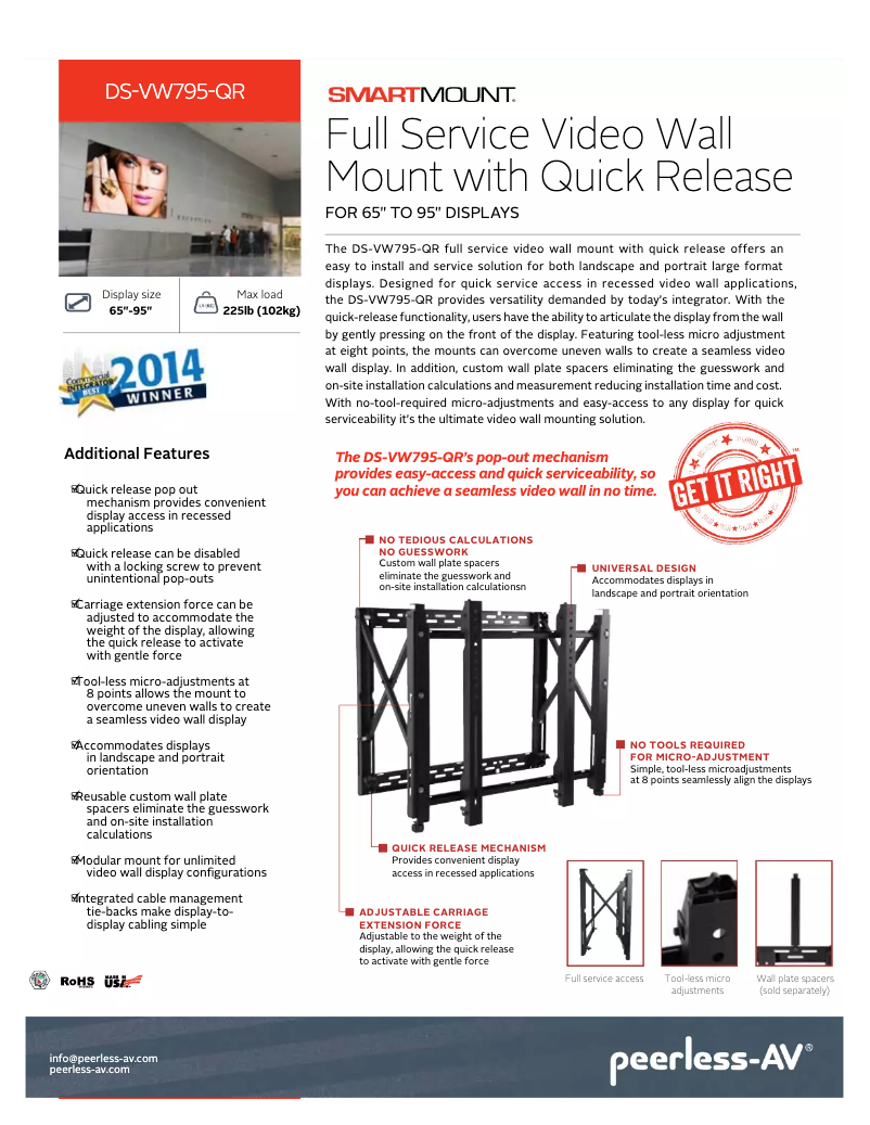 Page n°1 - Manuel utilisateur Peerless-AV DS-VW795-QR