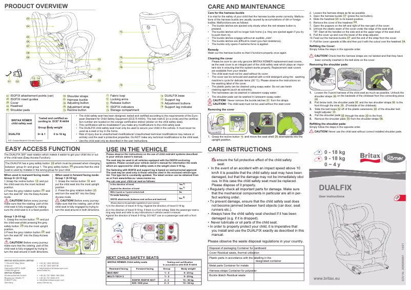 Page 1 de la notice Manuel utilisateur Britax-Römer Dualfix
