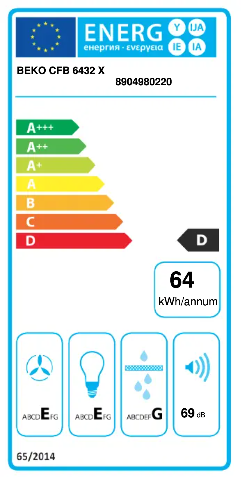 Page n°1 - Label énergétique Beko CFB 6432 X